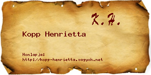 Kopp Henrietta névjegykártya
